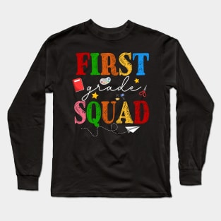 First 1st Grade Squad Back To School Gift For Teacher Kids Long Sleeve T-Shirt